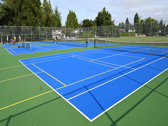 Thi công xây sân tennis-pickleball với mặt cỏ nhân tạo và hàng rào lưới B40 Bọc nhựa cao 4.2m